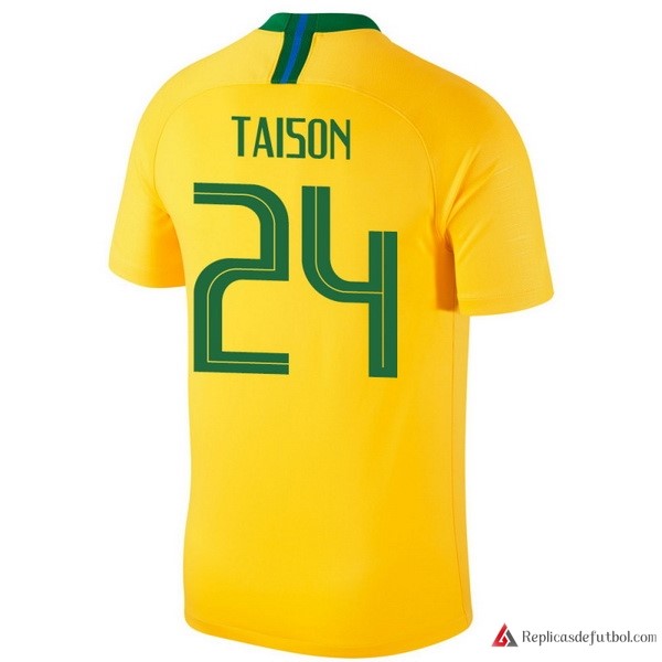 Camiseta Seleccion Brasil Primera equipación Taison 2018 Amarillo